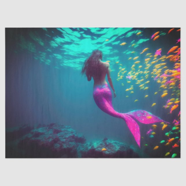 Seda Sereia e papel tecidos para presentes de peixe (Frente )