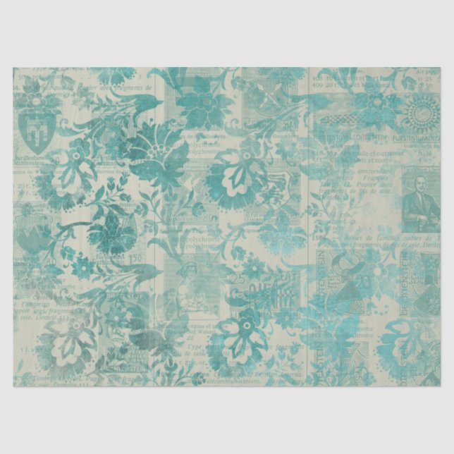 Seda Série de Papel Turquesa Ephemera Design 10 (Frente )