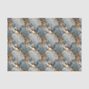Seda Shabby Dusty Blue e Dourado Papel de Decoupage de