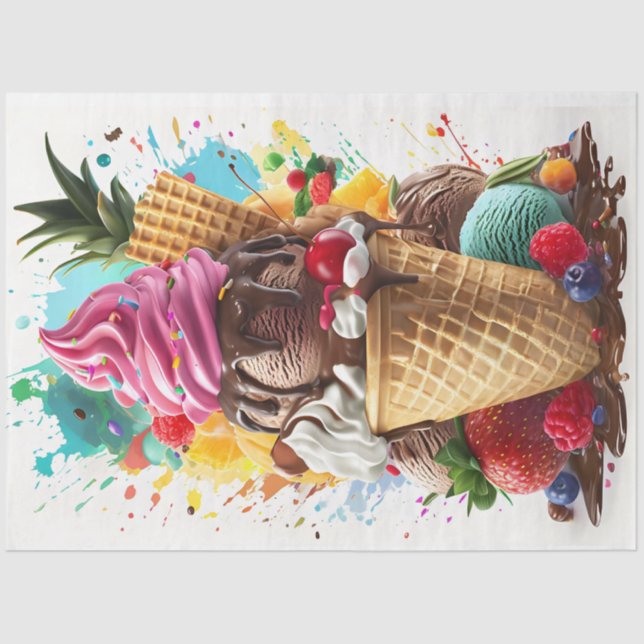 Seda Sorvete Sundae - Papel Tecidual de Decoupage (Frente )