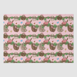 Seda Stanley Sloth e amigos papel de tecidos rosa