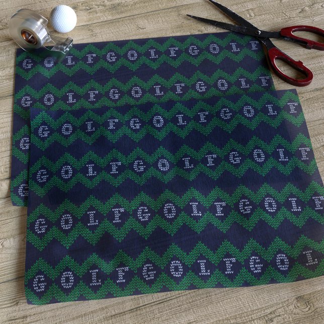 Seda Tema do Golf Papel de Tecido Azul Feriado de Natal (Merry Golfmas! Perfect tissue paper for the golfer in your life)