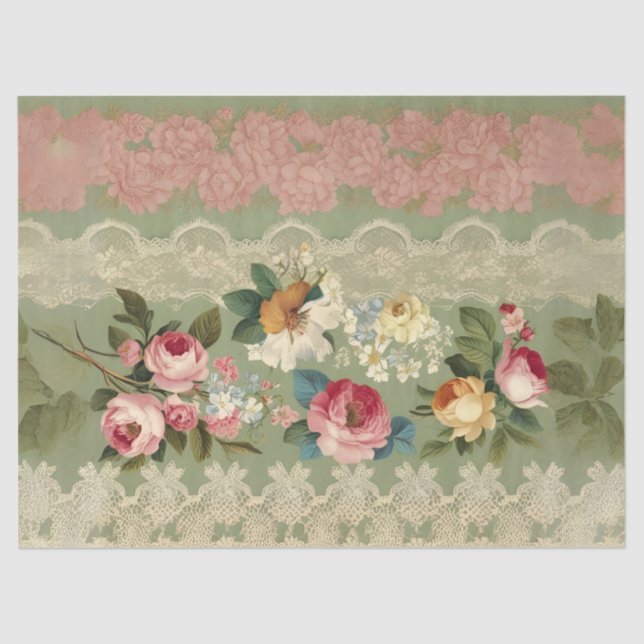 Seda Tiras Elegantes de Papel Tecido de Decoupage Vinta (Frente )