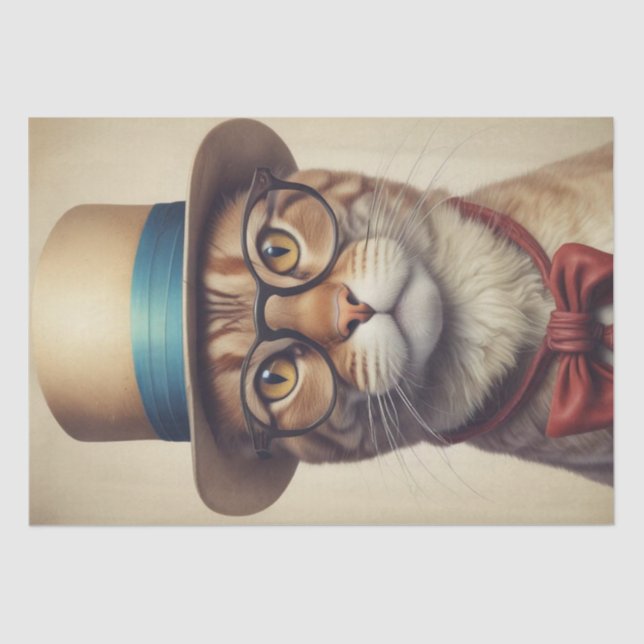 Seda Um Gato em Óculos Papel de Decoupage (Frente )