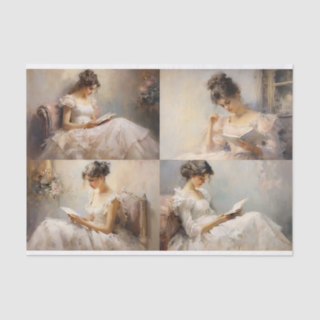 Seda Uma garota lendo colagem 1 papel de dissociação (Frente )