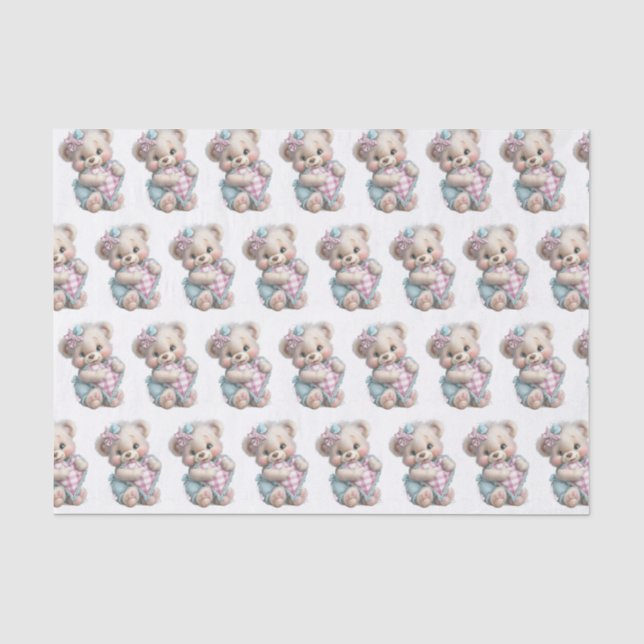 Seda Ursa de Papel Tissue para Chá de Bebê (Frente )
