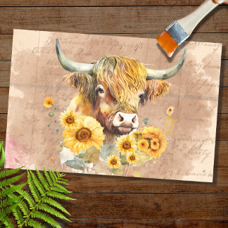 Seda Vaca Terrestre Girassóis 6 Papel de dissociação