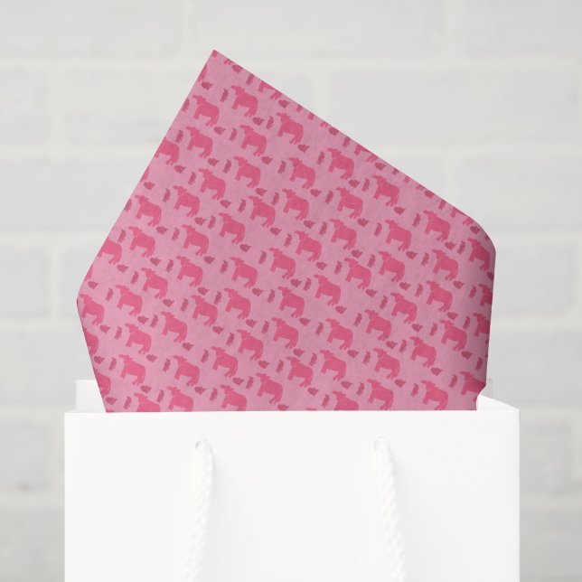 Seda Vacas Bezerras de Papel de Tecido Rosa Desolado Ra (Sacola de presentes)