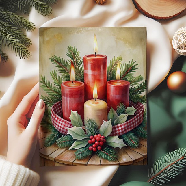 Seda Velas clássicas de Natal pinheiro coroa papel de s (Classic Christmas candles pine wreath tissue paper)
