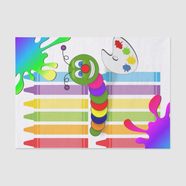 Seda Verme de Cores de Papel Tecido Crayons (Frente )