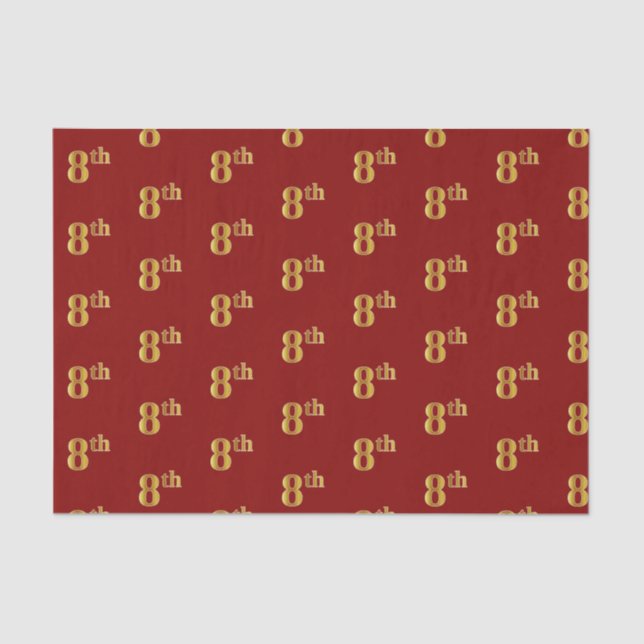 Seda Vermelho, Faux Dourado 8º (Oitavo) Papel Tecido de (Frente )