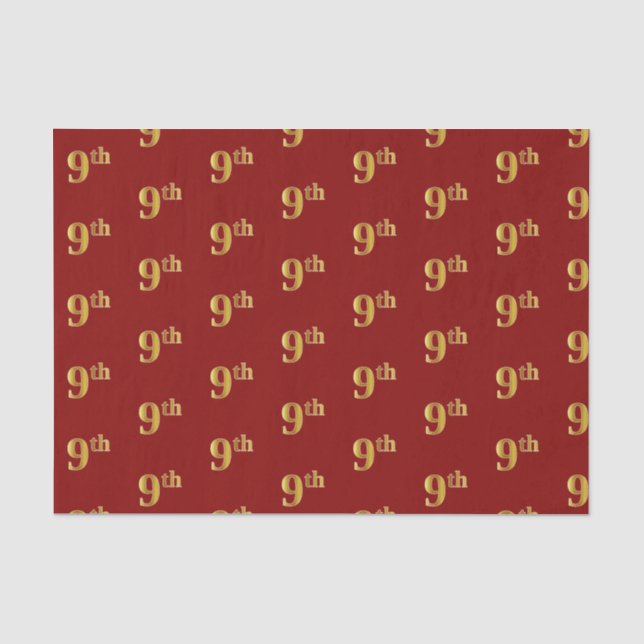Seda Vermelho, Faux Dourado 9.º (9.º) Papel Tecido de E (Frente )