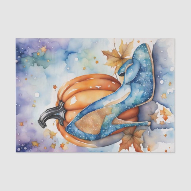 Seda Vidro Abóbora Pumpkin Fada Folha Papel de Decoupag (Frente )