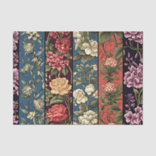 Seda Vintage Antique Painéis Florais Papel de Decoupage