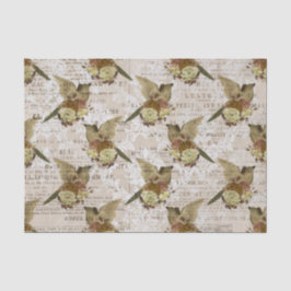 Seda Vintage Bird Ephemera - Papel Tecidual de Decoupag