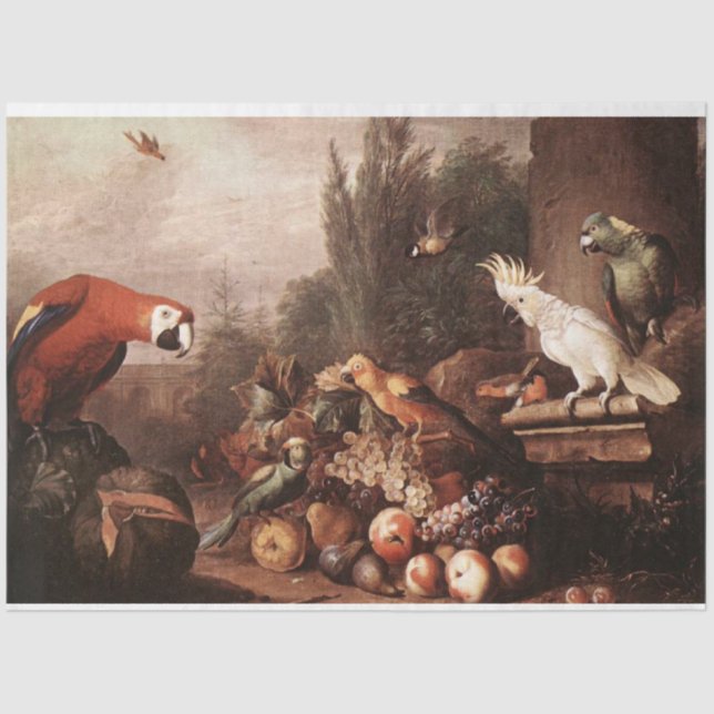 Seda Vintage Birds Pintando Papel Tecido de Decoupage (Frente )