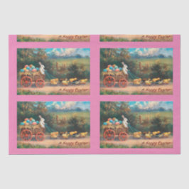 Seda Vintage Bunny Com Papel Tecido De Carrinho