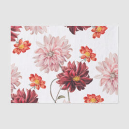 Seda Vintage Dahlias botânico lenço de papel