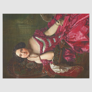 Seda Vintage Elegante Em Papel Tecido De Decoupage Verm