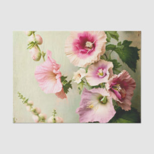 Seda VINTAGE HOLLYHOCKS Papel de dissociação floral