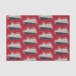 Seda Vintage Red Titanic naufraga Papel de Tecido de Na