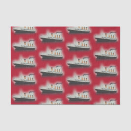 Seda Vintage Red Titanic naufraga Papel de Tecido de Na