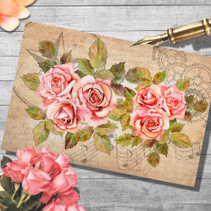 Seda Vintage Rose Bouquet - Papel Tecido de Desvinculaç