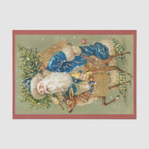 Seda Vintage Santa Claus Feliz Papel de Natal