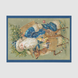 Seda Vintage Santa Claus Feliz Papel de Natal