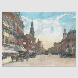 Seda Vintage Town Centro Ohio - Papel de Tecido para De