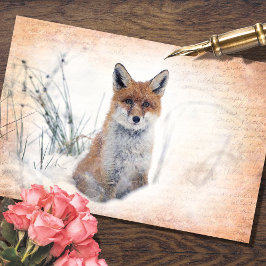 Seda Vintage White Fox em Papel Tecido de Descamação de