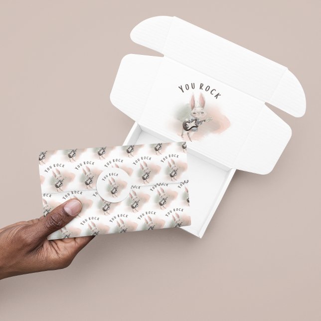 Seda Você Rocha Papel Tecido De Violão (Empower a special little musician with this cute bunny, "You rock" tissue paper! )