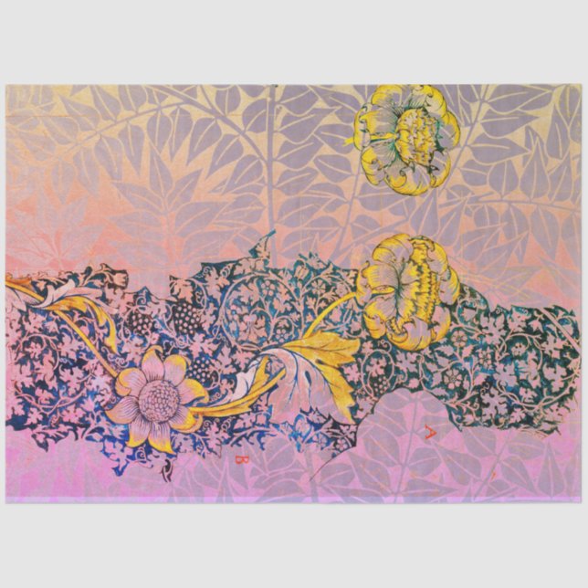 Seda William Morris FLORES E SAI DE Papel Tecido (Frente )