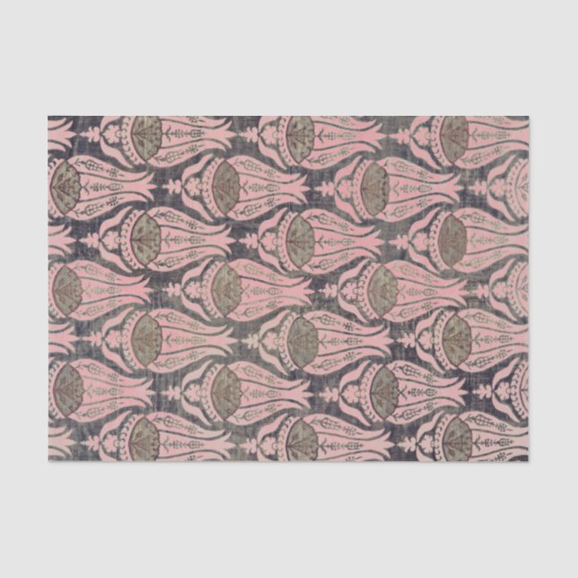 Seda William Morris TULIP CINZAS E Papel Tecido de PINK (Frente )