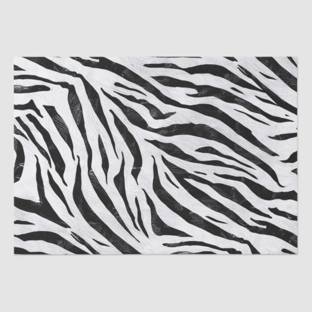Seda Zebra Strips Impressão Animal Papel Tecido de Deco (Frente )