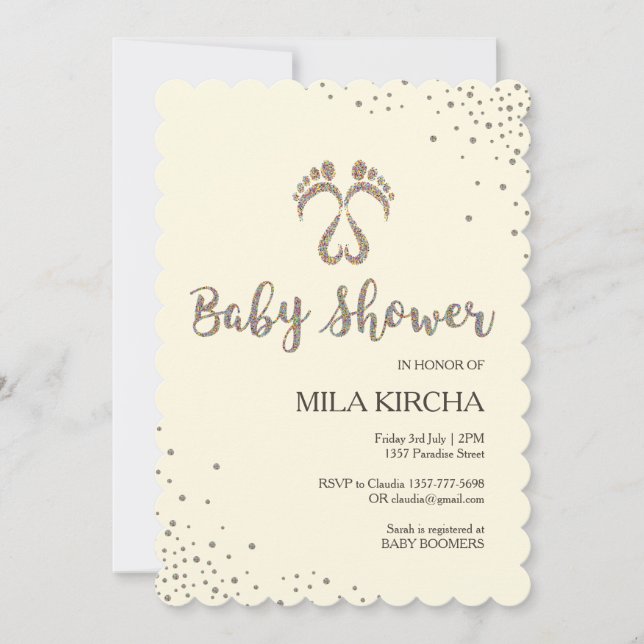 Seguintes Convite para chá de fraldas (Frente)