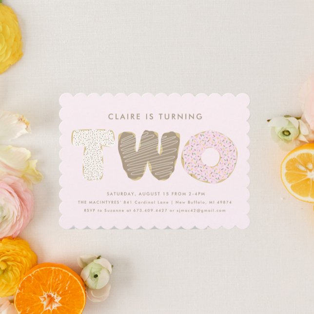 Segunda Festa de aniversário de convites para o te (second birthday party invitation)