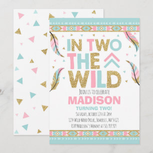 segundo aniversário Boho Convite Em Duas Festas S