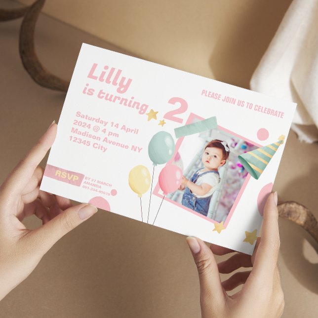 segundo aniversário de convite para fotos (Criador carregado)