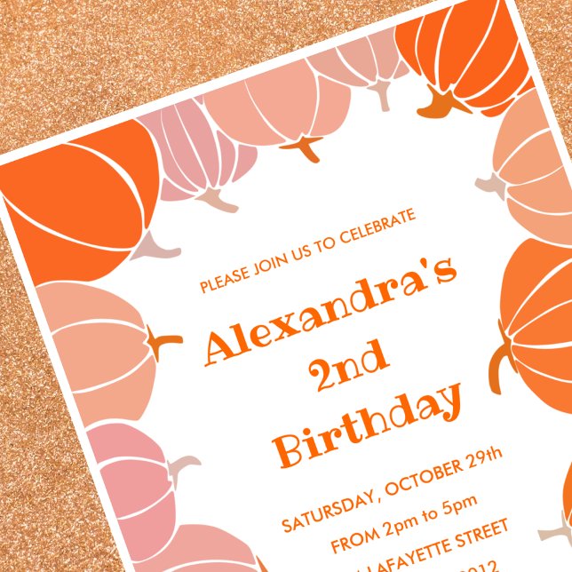 Segundo aniversário de Halloween convites crianças (Halloween-2nd-birthday-invitations-pumpkin-kids-1)