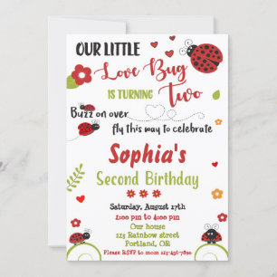 segundo aniversário de Ladybug Convite para garot