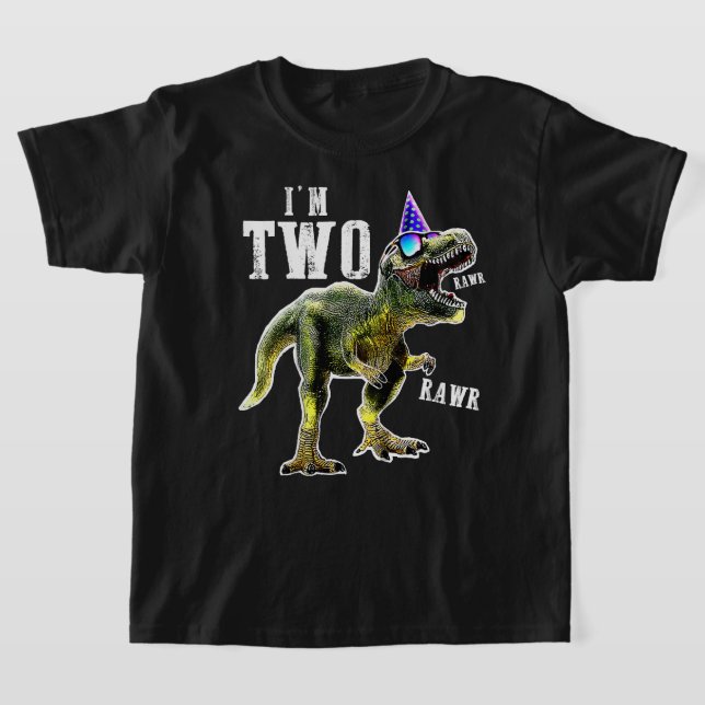 segundo aniversário Dinossauro T-rex Camisa de 2 a (Postura )