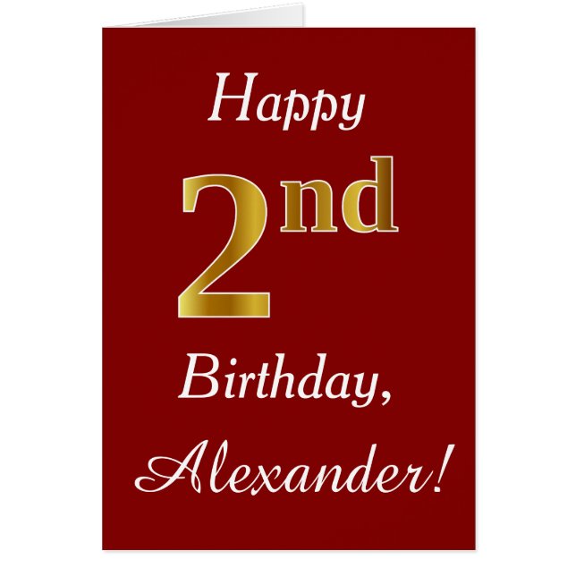 Segundo aniversário Dourado Faux Simples + Cartão  (Frente)