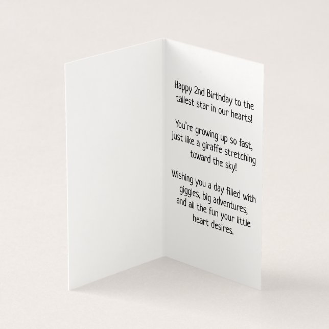 Segundo aniversário Feliz - Cartão para Crianças (Interior)