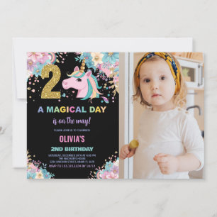 segundo aniversário Unicorn Convite de Aniversário