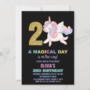 segundo Arco-Íris Unicorn Convites de Aniversário