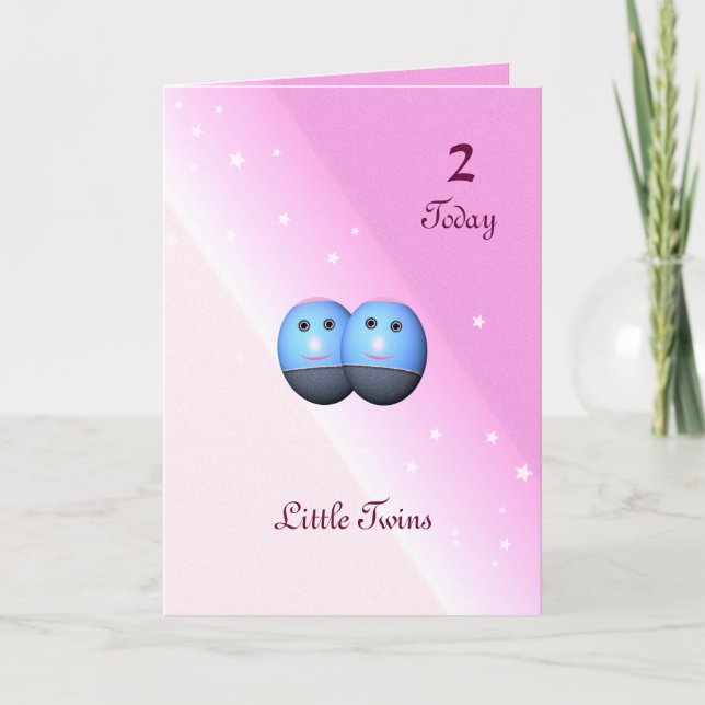 Segundo Cartão de Aniversário para Garotas Gêmeas (Frente)