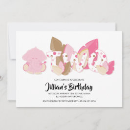 Segundo Convite de aniversário de Elefante Rosa