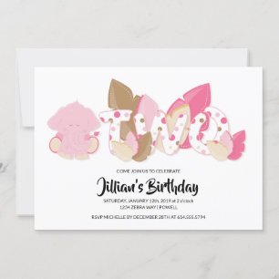 Segundo Convite de aniversário de Elefante Rosa