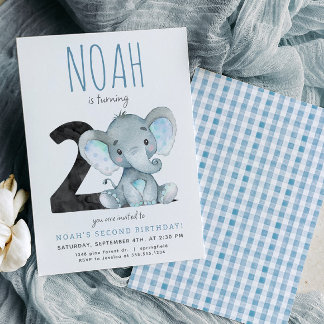 Segundo Convite de Aniversário do Elefante Azul